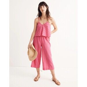Madewell Striped Bondi Cover Up Cami & Cropped Pants Set Pink Sz XS EUC!!